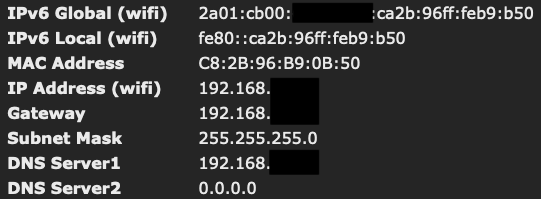 IPv6 console example