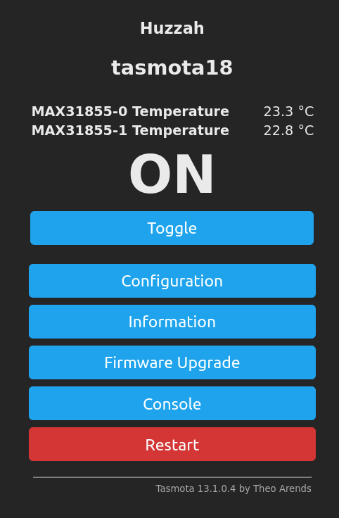 screenshot of Tasmota sensor view